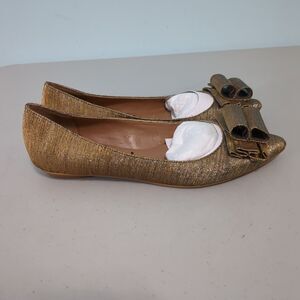 Dani Black Metallic gold flats ballet new 6m Shoes Slip On Office Career Work